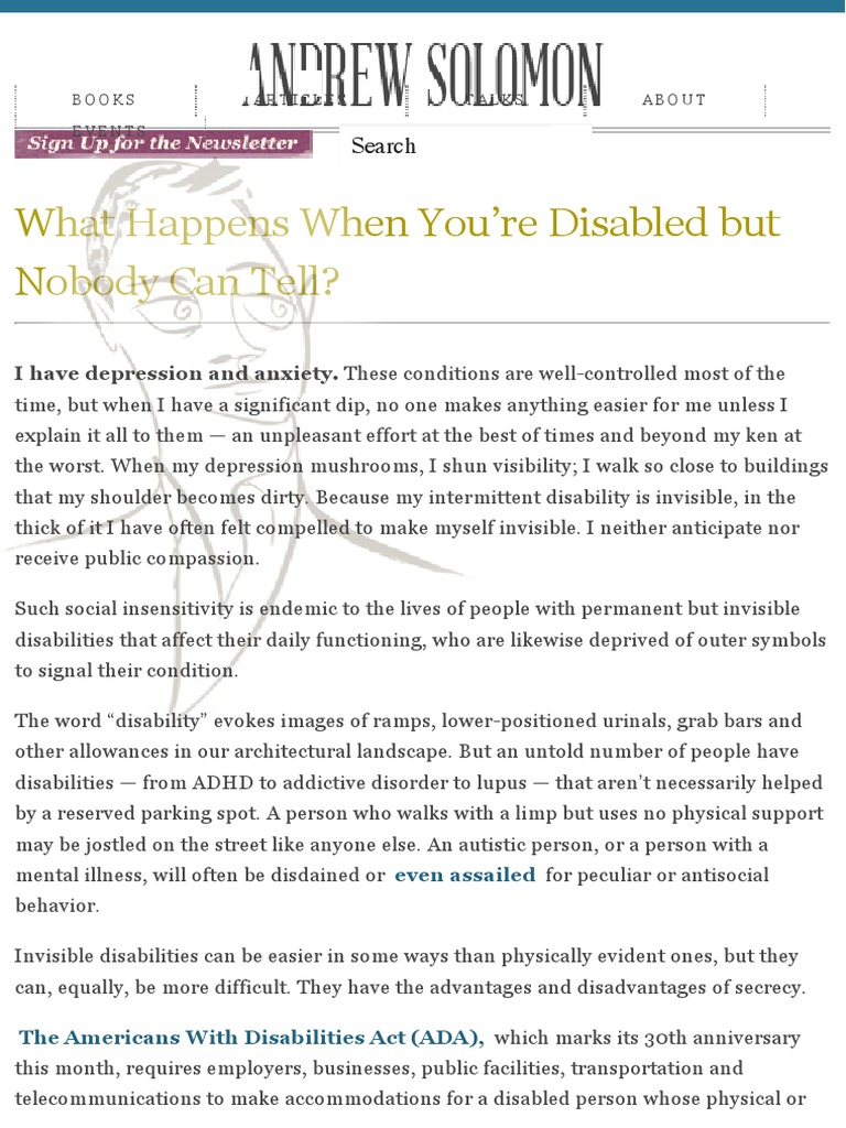 What Happens When You're Disabled But Nobody Can Tell - Andrew Solomon ...