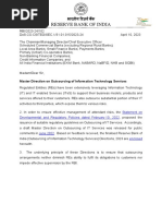 Master Direction On Outsourcing of Information Technology Services - April 2023