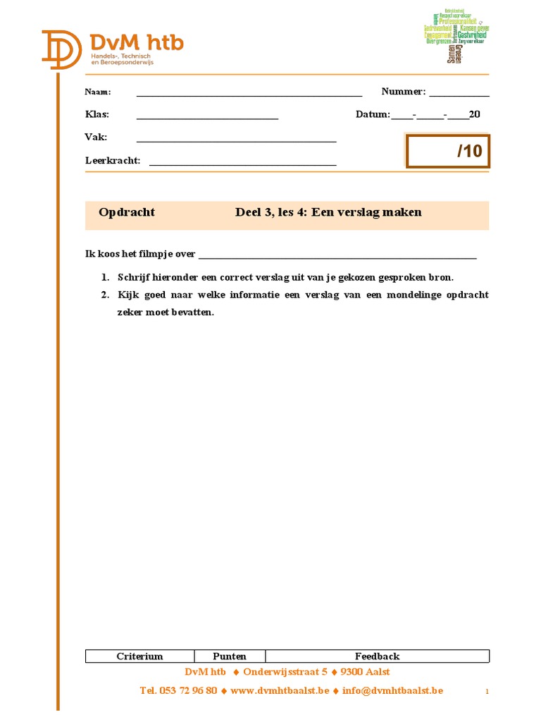Schrijftaak Een Verslag Maken | PDF