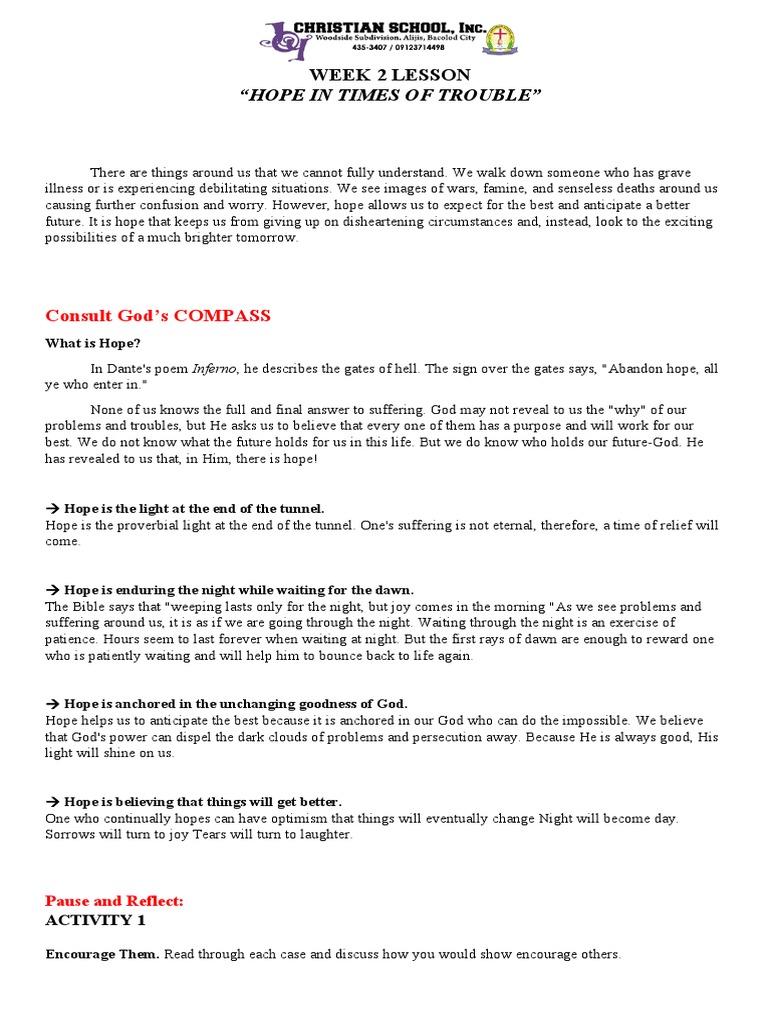 Finding Hope in Difficult Times | PDF | Hope