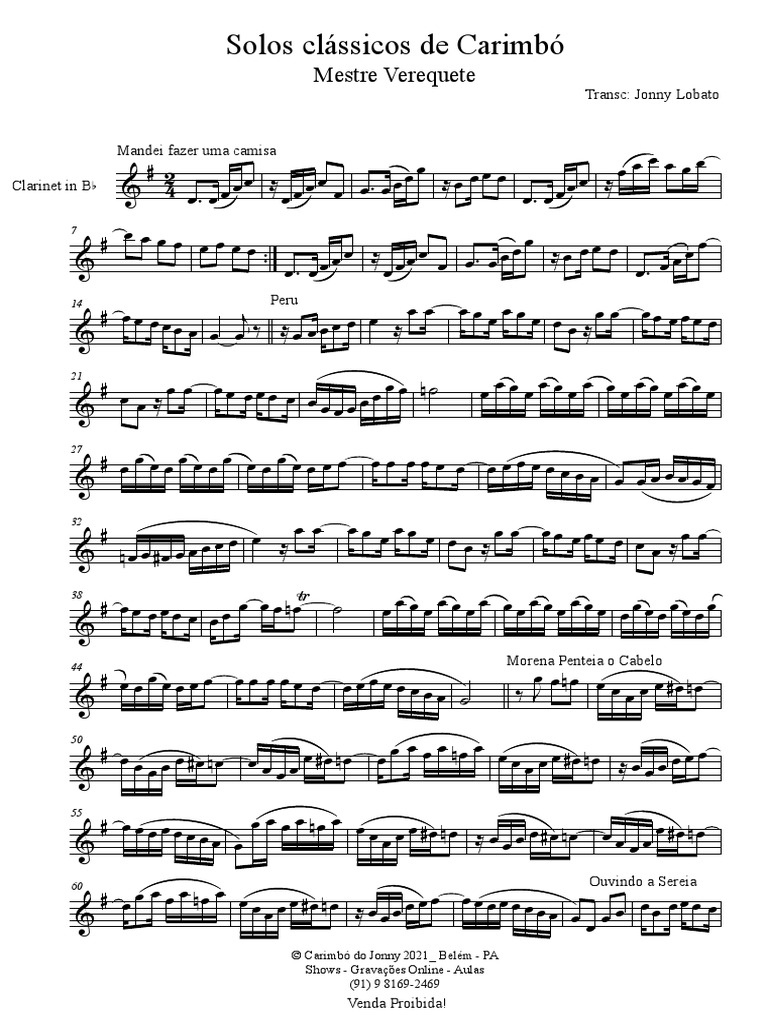 Solos de Carimbó Do Mestre Verequete Finalizado | PDF, image size:768x1024