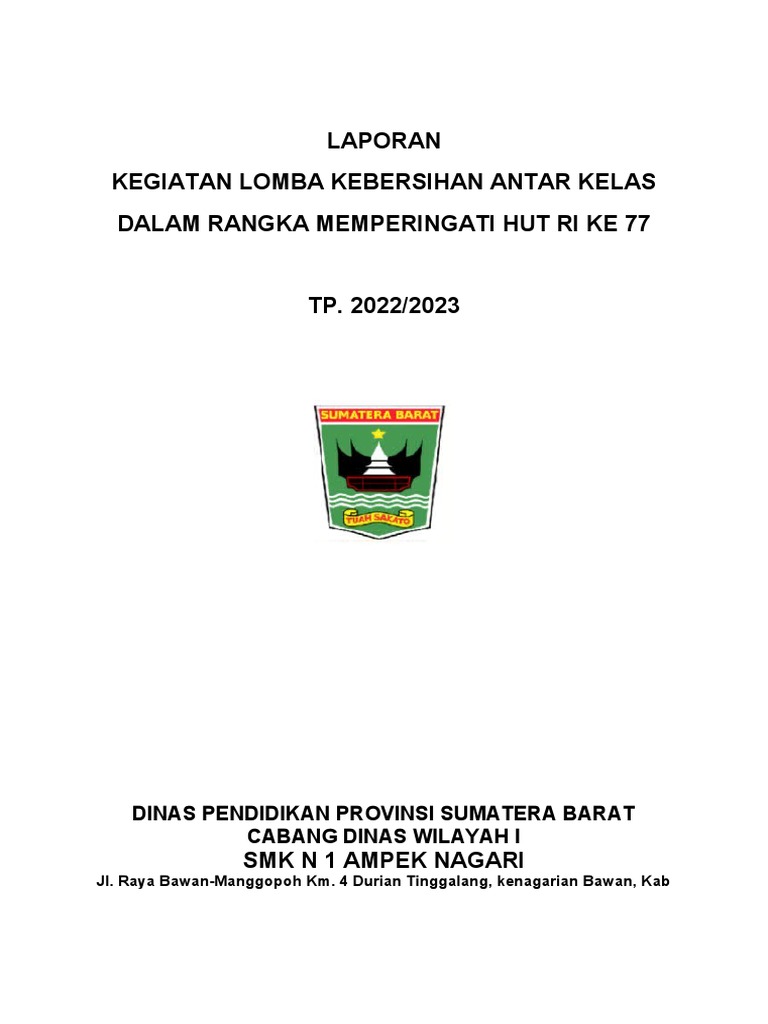 Laporan Lomba Kebersihan Kelas Pdf