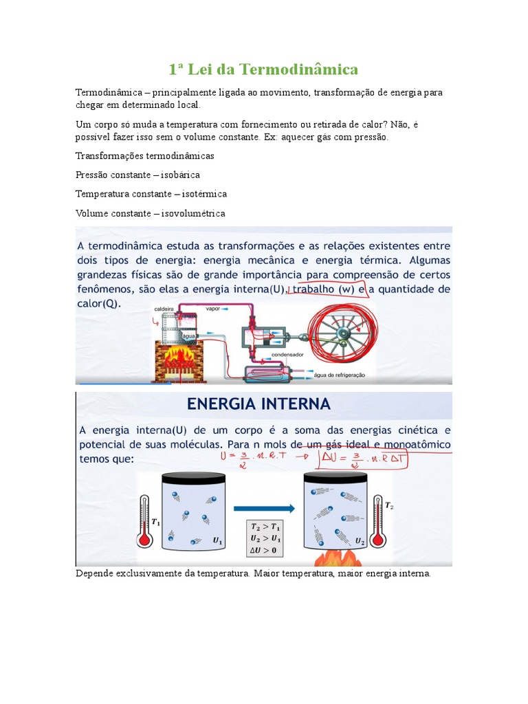 Primeira Lei da Termodinâmica Explicada | PDF | Ciências e Matemática ...