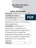 Formulário Da Aula Atividade Aula Atividade