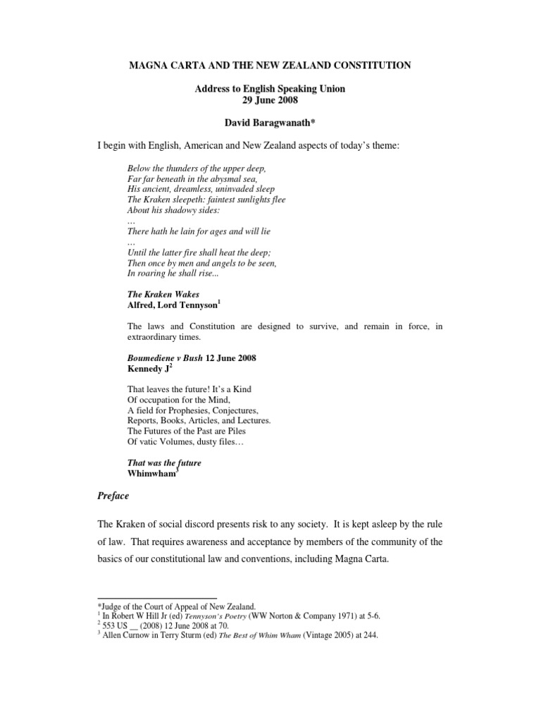 Magna Carta and NZ Constitution | PDF | Magna Carta | United States ...