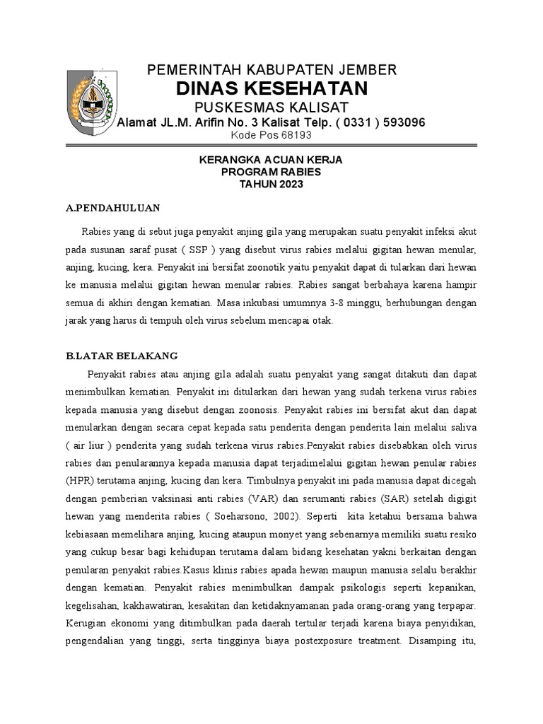 Program Penanganan Rabies 2023 Jember | PDF