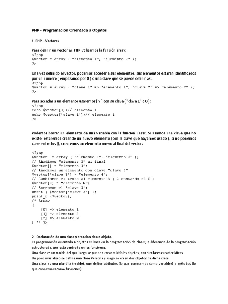 PHP: Introducción a la POO | PDF | Objeto (informática) | Programación