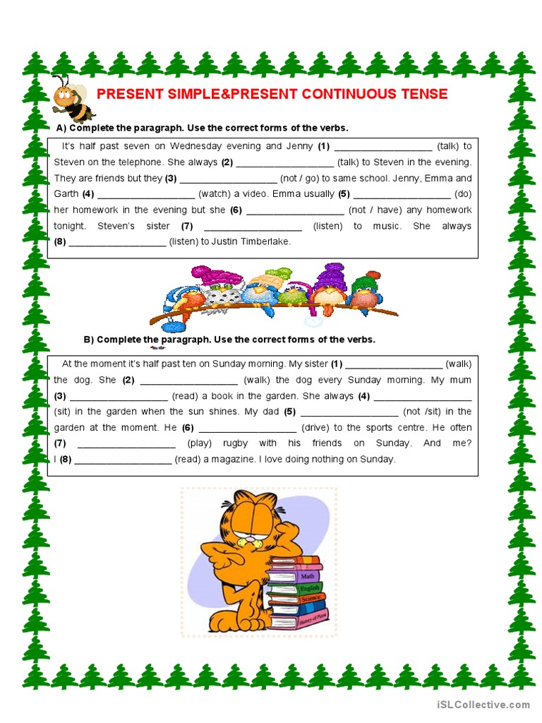 Present Simple vs Continuous Exercises | PDF | Language Mechanics ...