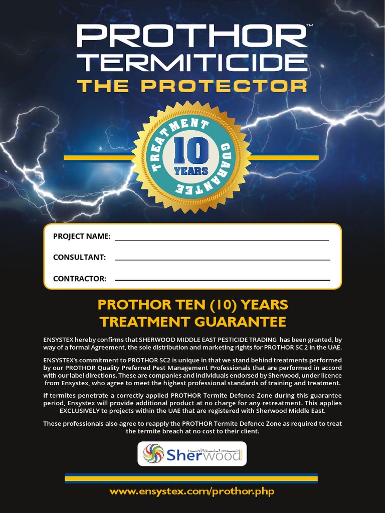 Prothor Termiticide 10 Years Guarantee Flyer | PDF