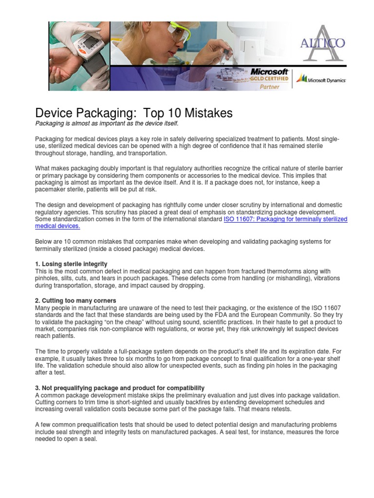 Device Packaging Top 10 Mistakes PDF Medical Device Shelf Life