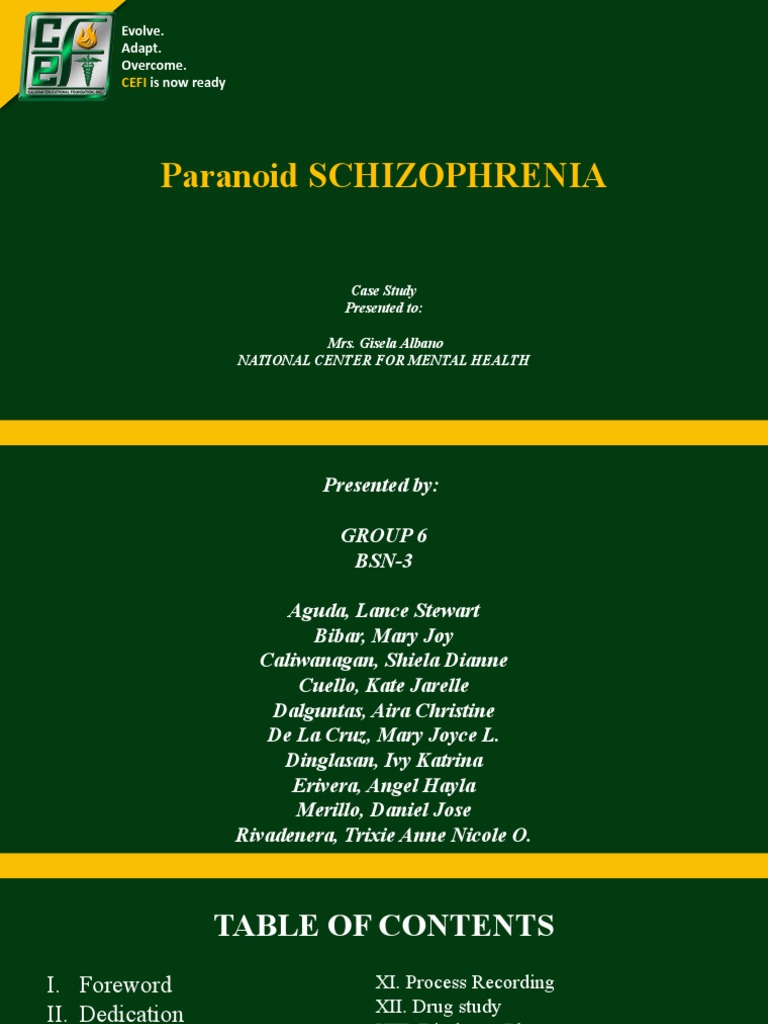 Paranoid Schizophrenia Case Study Analysis | PDF