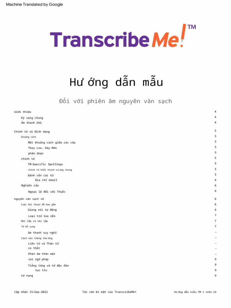 T104_CV TranscribeMe Style Guide v3.2 15Sep2022 (2) | PDF