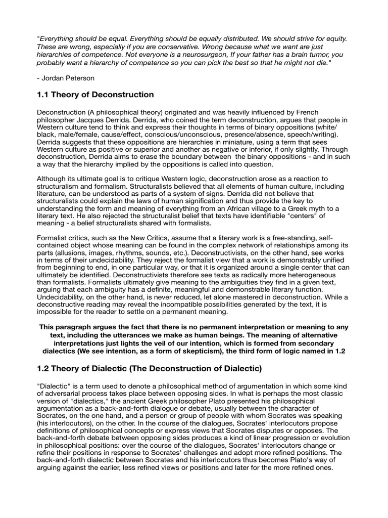 Deconstruction and Dialectic Theories Explained | PDF | Dialectic ...