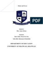 Matter and Forces: Department of Education University of Mianwali, Mianwali