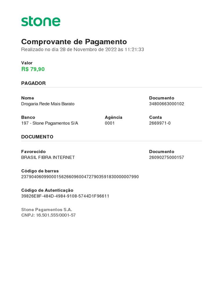 Comprovante De Pagamento Pdf