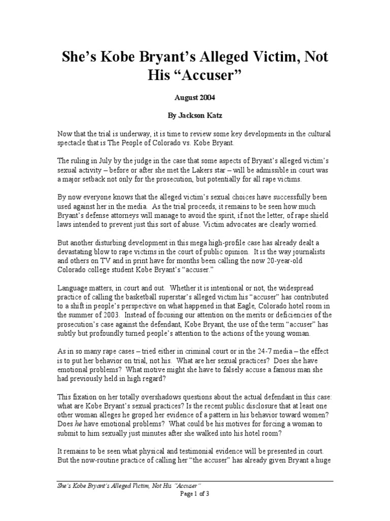 She Kobe Bryant Alleged Victim | PDF | Rape | Kobe Bryant