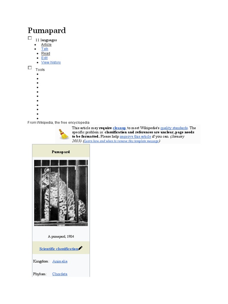 Pumapard: 11 Languages | PDF | Felids | Cats