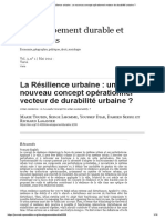 La Résilience Urbaine - Un Nouveau Concept Opérationnel Vecteur de Durabilité Urbaine