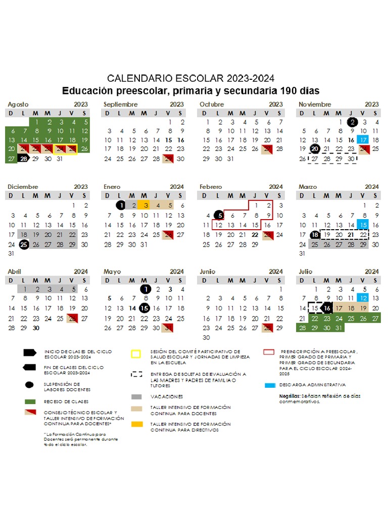 Calendario Escolar SEP 20232024 PDF svauto.dk