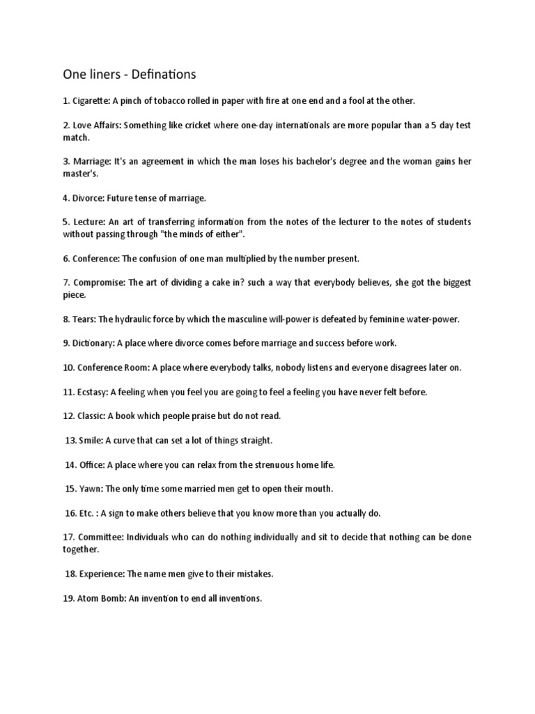 One Liners PDF
