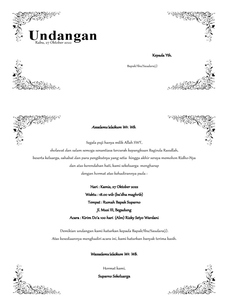 Undangan Tahlil | PDF