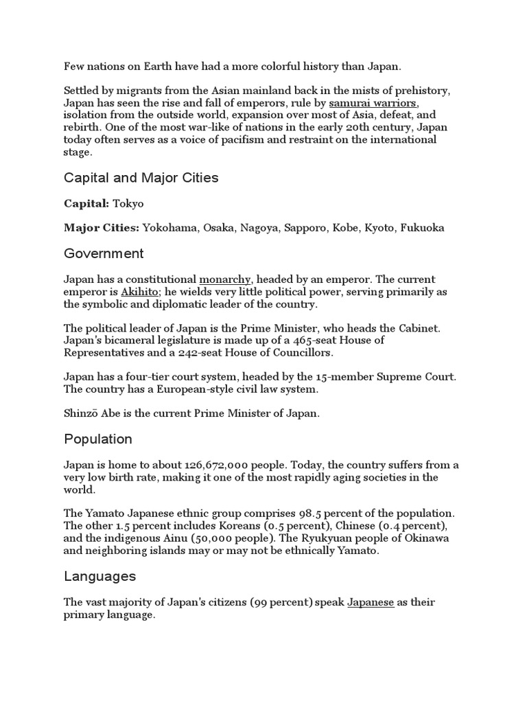 History of Japan PDF Japan Japanese Language