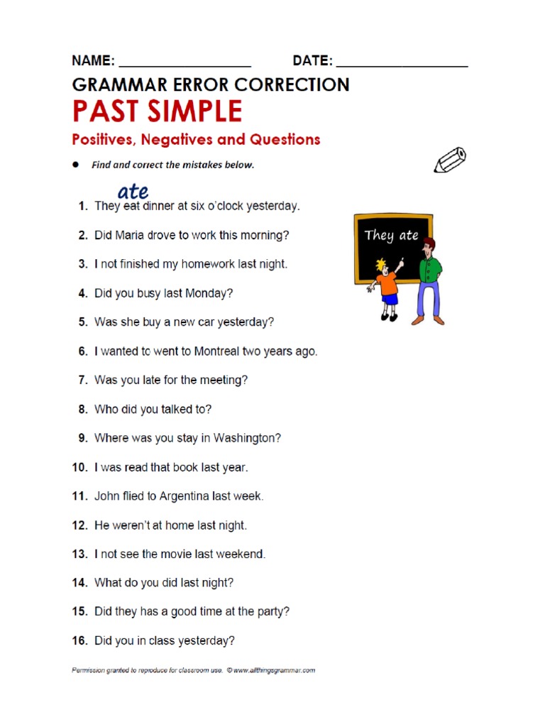 Simple Past Error Correction-1 | PDF