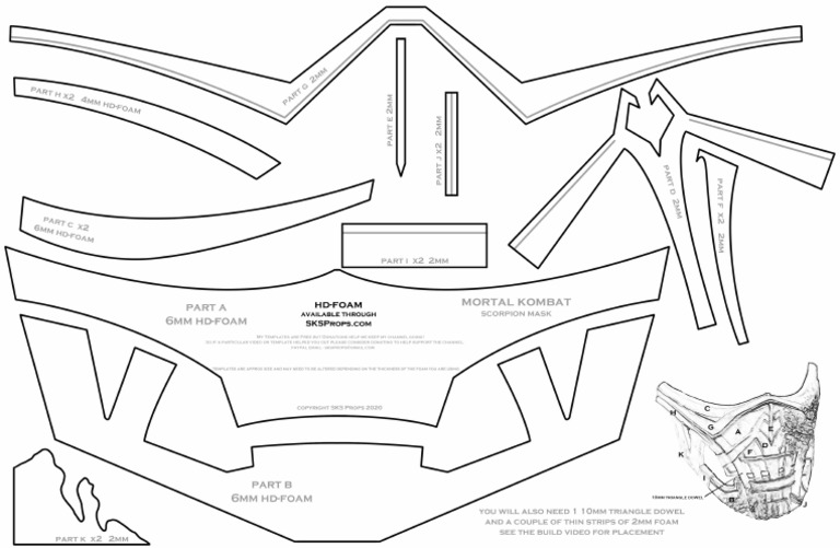 Mortal Kombat Scorpion Mask Template SKS Props PDF