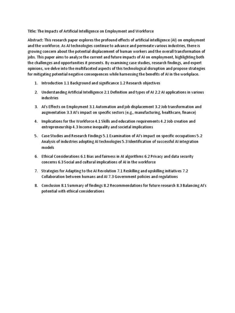 AI's Impact on Employment & Workforce | PDF | Artificial Intelligence ...