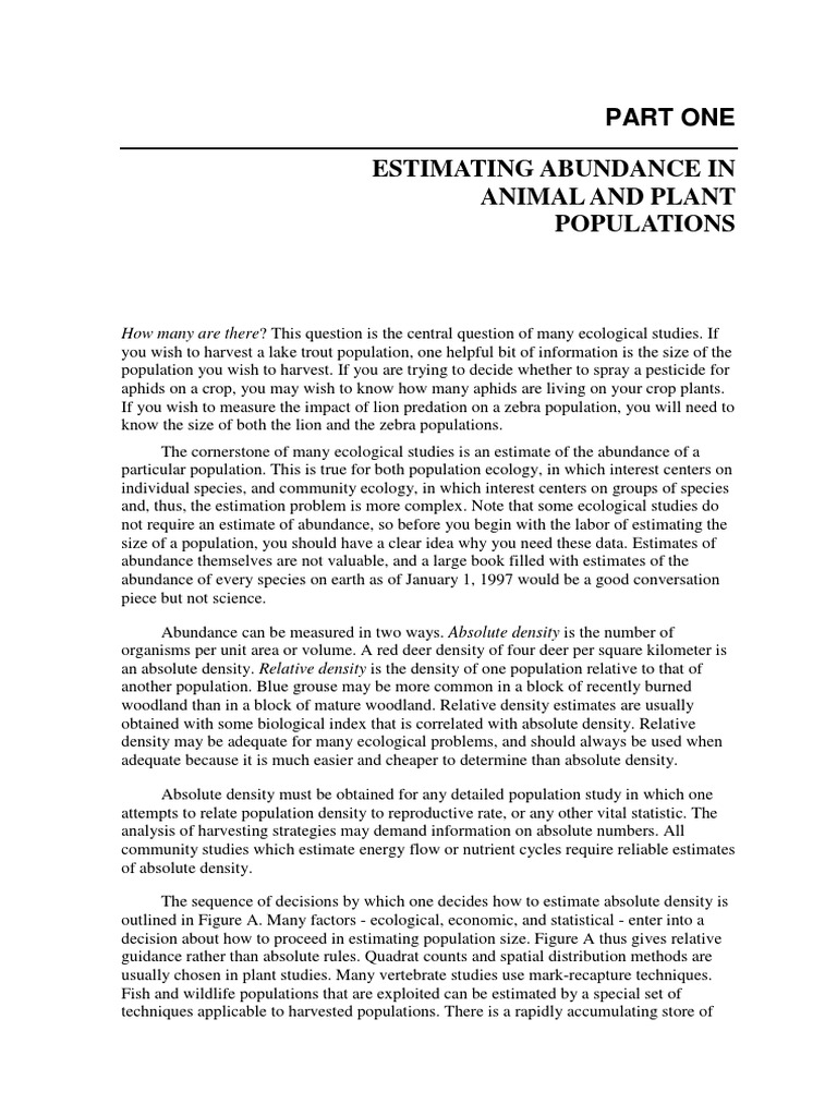 Estimating Population Abundance Methods | PDF | Confidence Interval ...