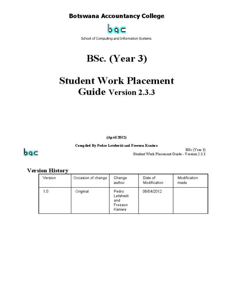 Botswana BSc Year 3 Placement Guide | PDF | Mentorship | Sexual Harassment