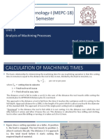 Prod Tech-I - Unit 3 (B) - Analysis of Machining Processes