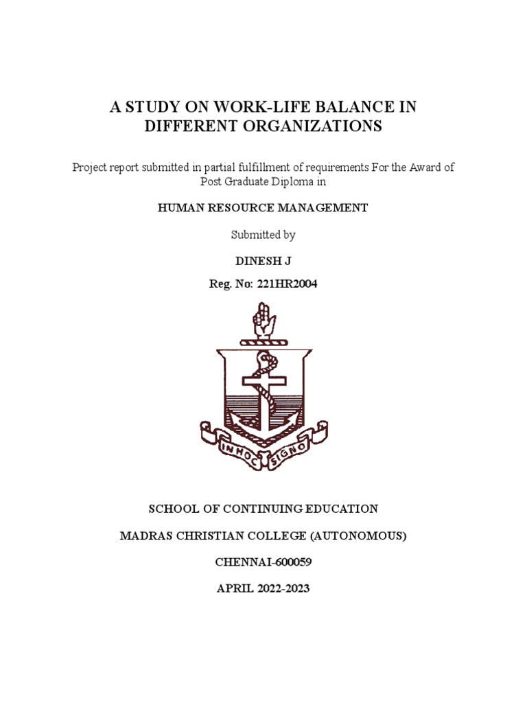 Work Life Balance Project | PDF | Job Satisfaction | Employment