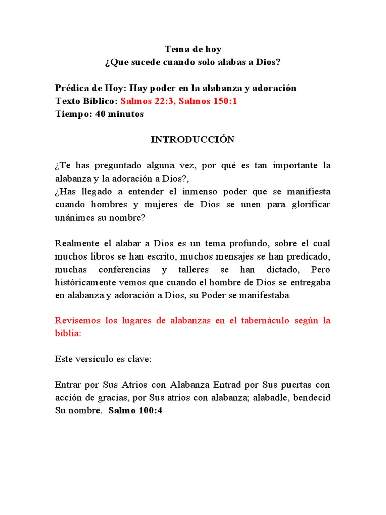 Poder de la Alabanza a Dios | PDF | Saulo | Salmos