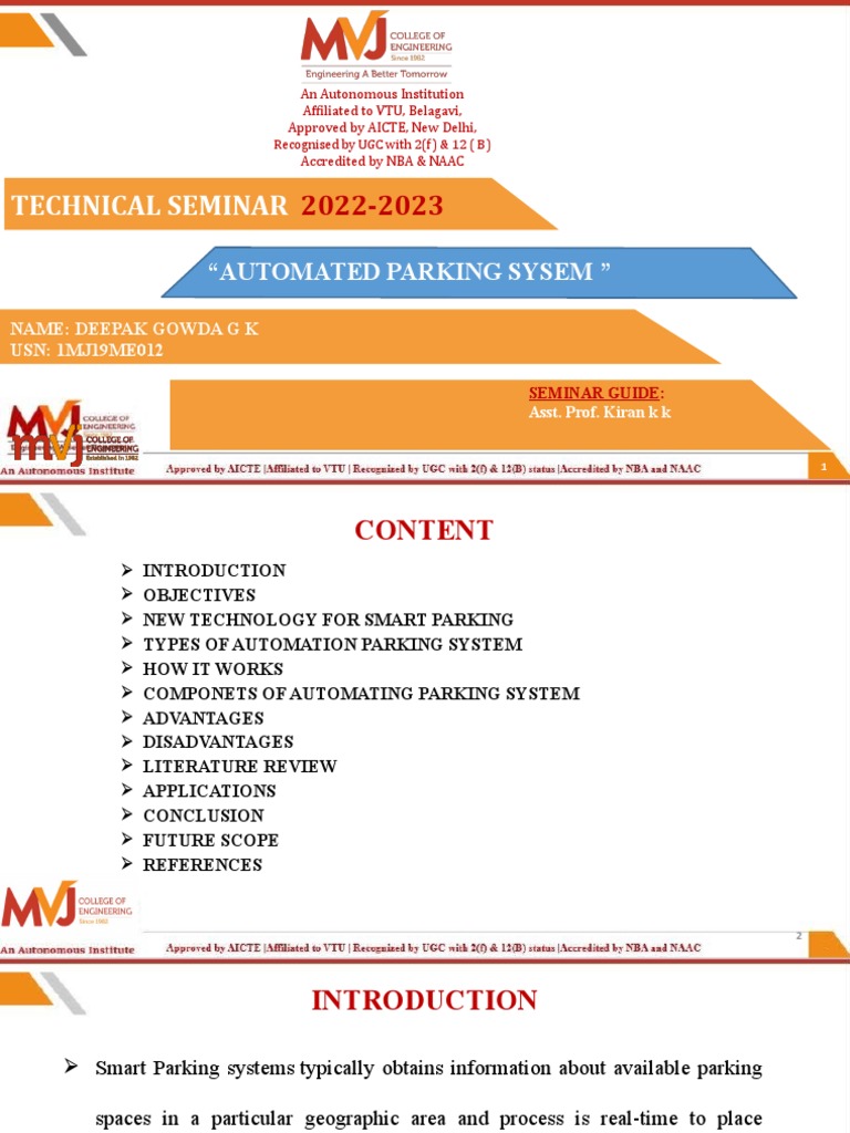 Technical Seminar: "Automated Parking Sysem " | PDF | Parking | Automation