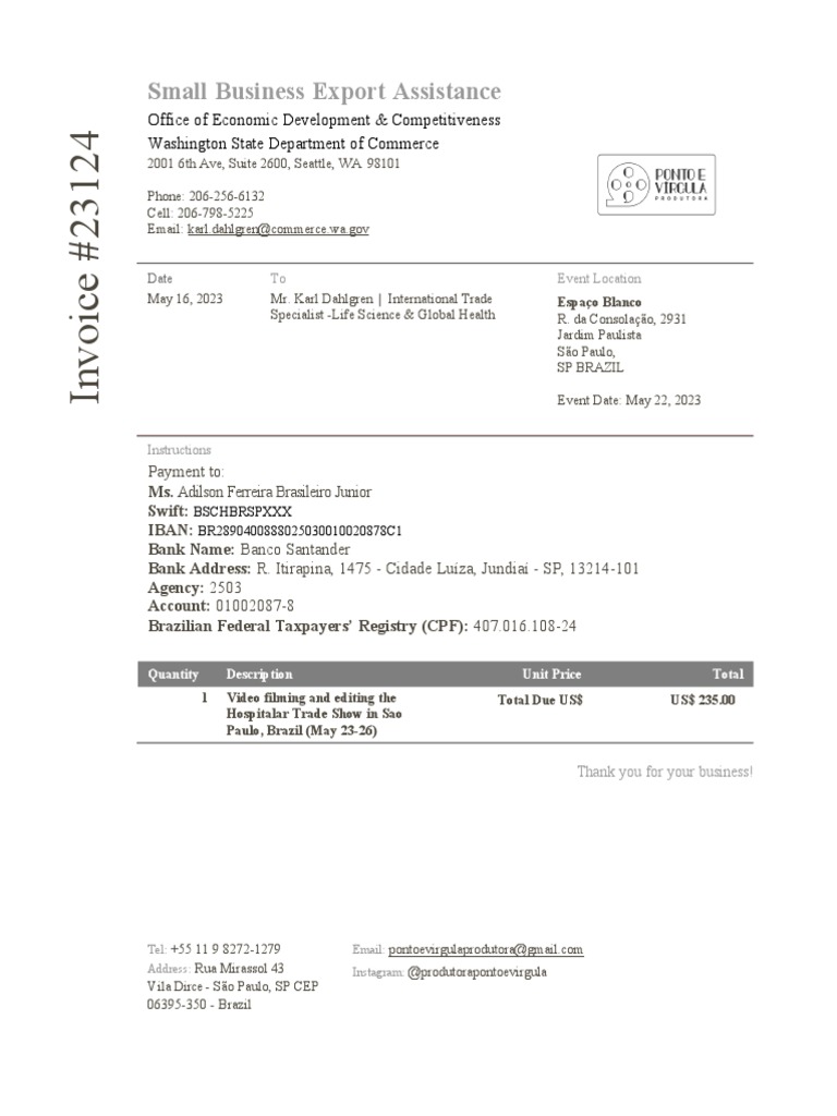 Small Business Export Support Invoice | PDF