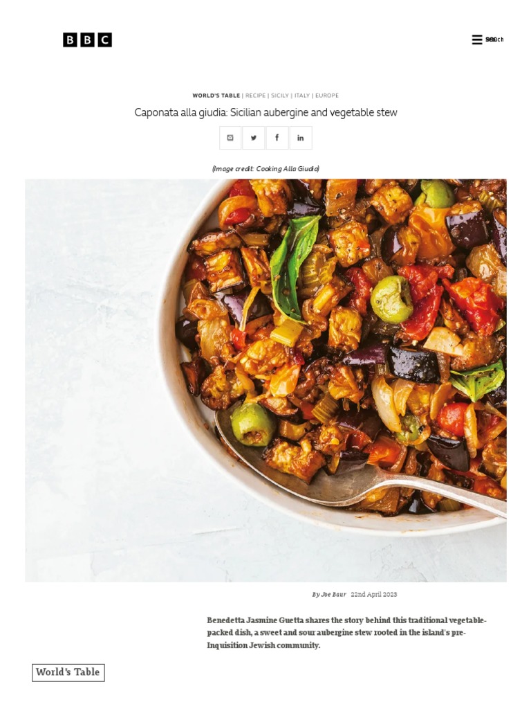 Caponata Alla Giudia_ Sicilian Aubergine and Vegetable Stew BBC