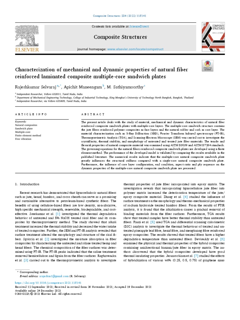 Characterization of Mechanical and Dynamic Properties of Natural Fiber ...
