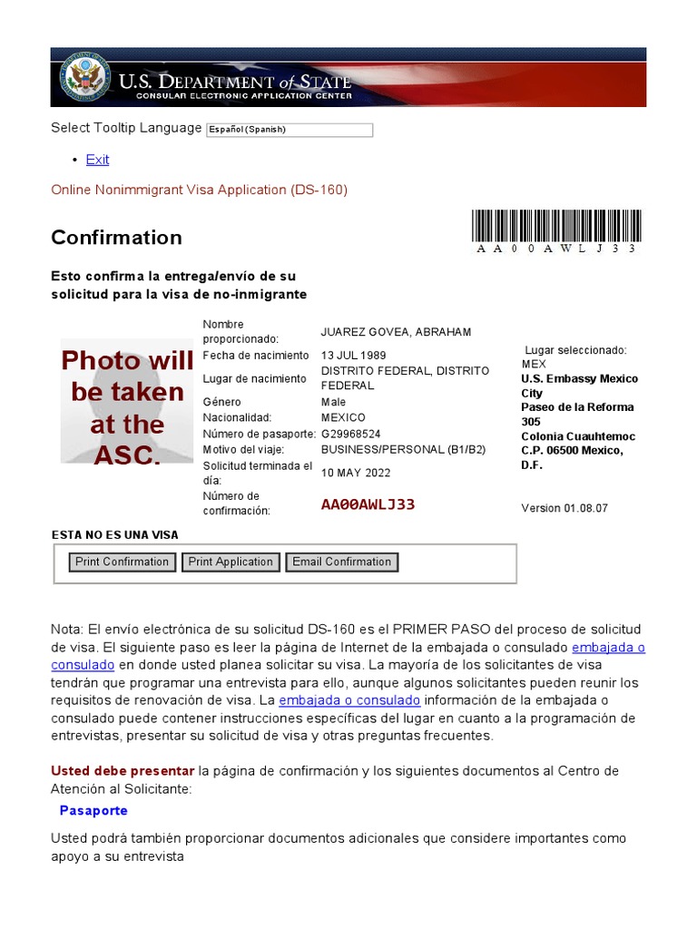 Confirmaci n visa pdf visa de viaje oficina federal de