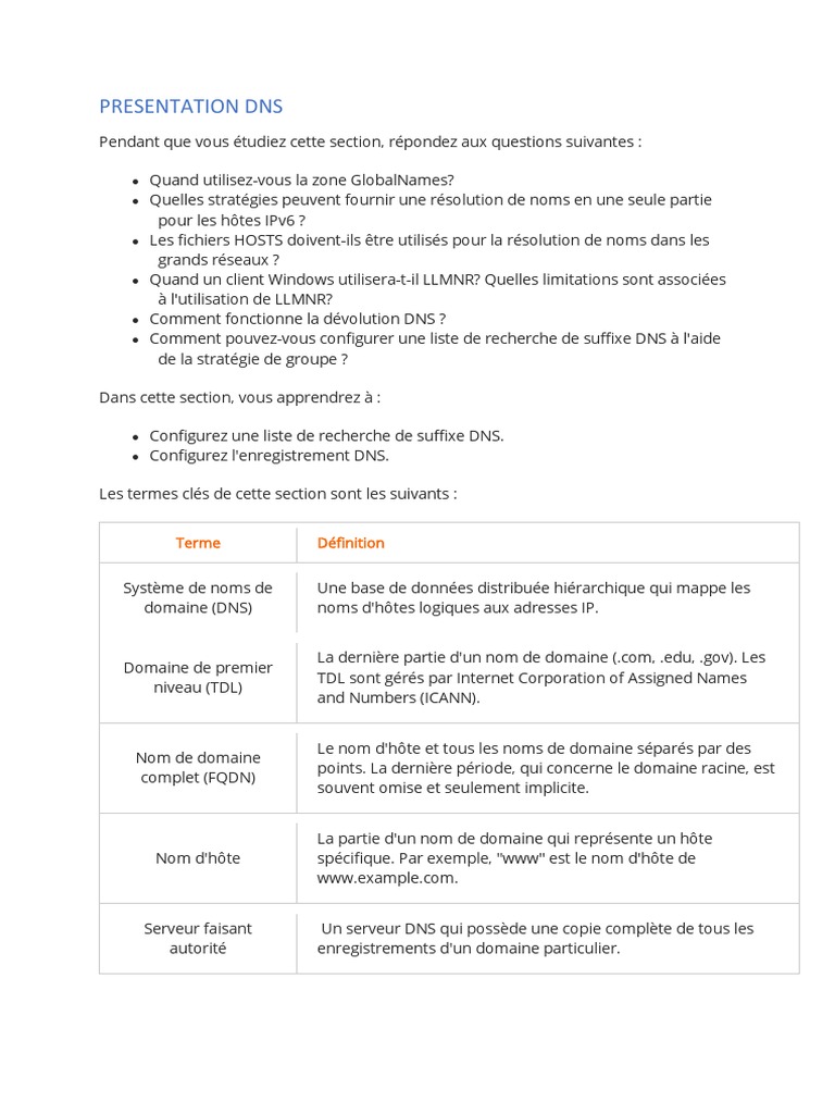 Définition et fonctionnement du DNS | PDF | Système de noms de domaines ...