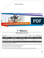 PRIMEROS LENGUAJE - Aprendizajes Previos - Escuela Juan Pablo II - Lenguaje y Comunicación (N° 439) - 1° Básico - A