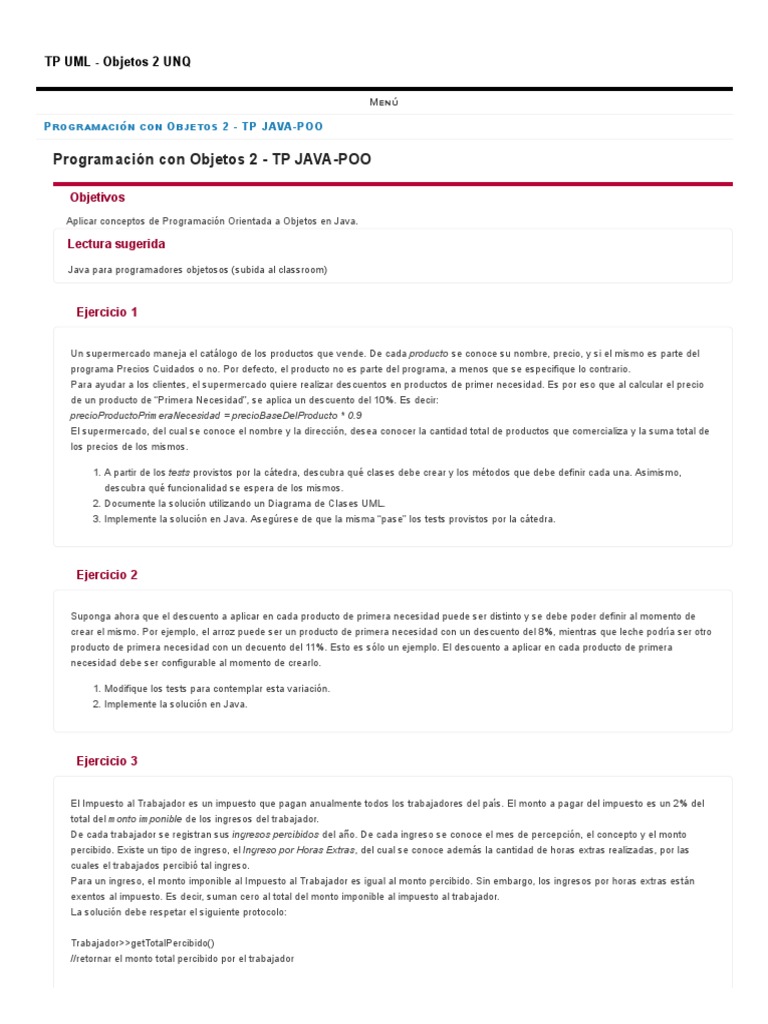 TP 04 - POO en JAVA | PDF | Objeto (informática) | Java (lenguaje de ...