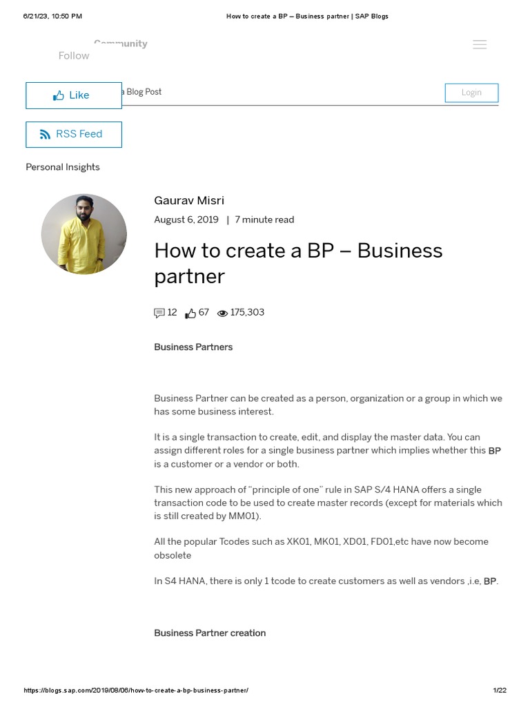 Creating Business Partners in SAP S/4HANA | PDF | Invoice | Sales