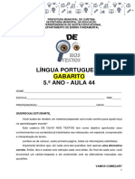 Língua Portuguesa Gabarito 5.º ANO - AULA 44