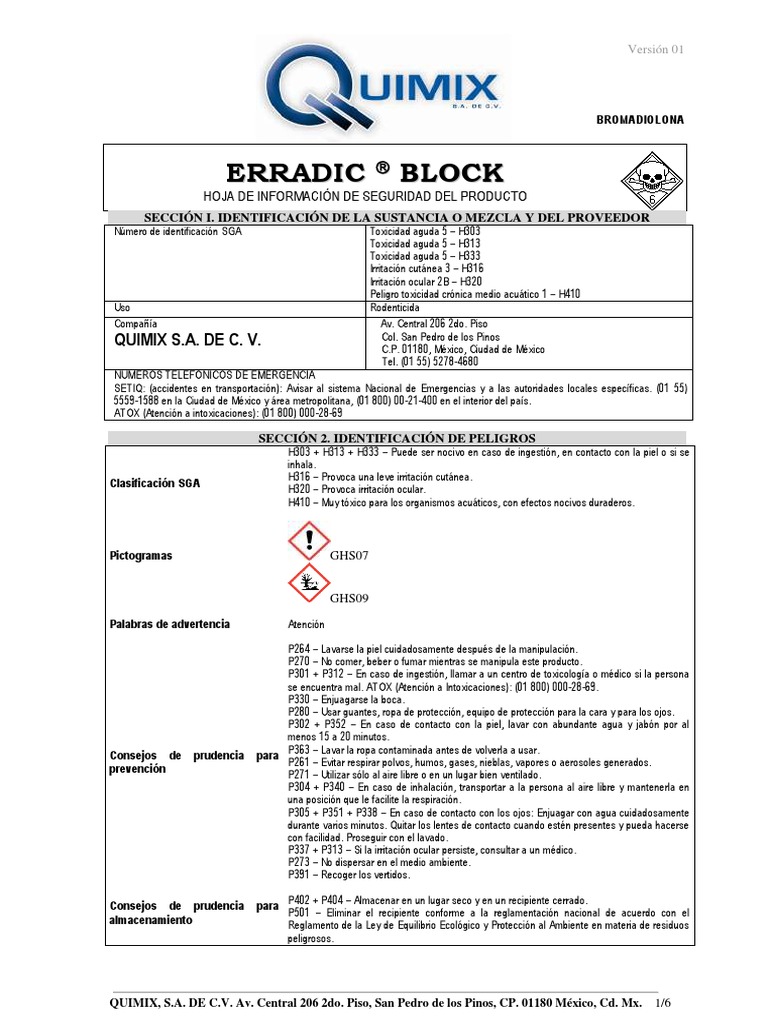HDS Erradic Block | PDF | Residuos | Veneno
