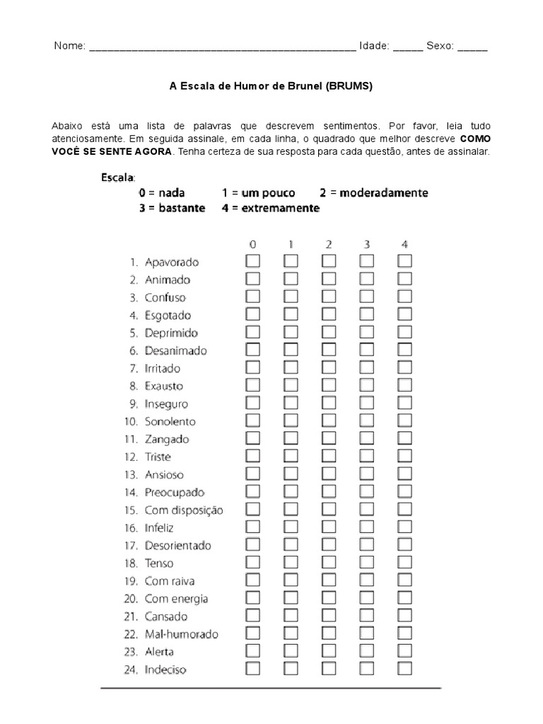 Escala Humor BRUMS | PDF