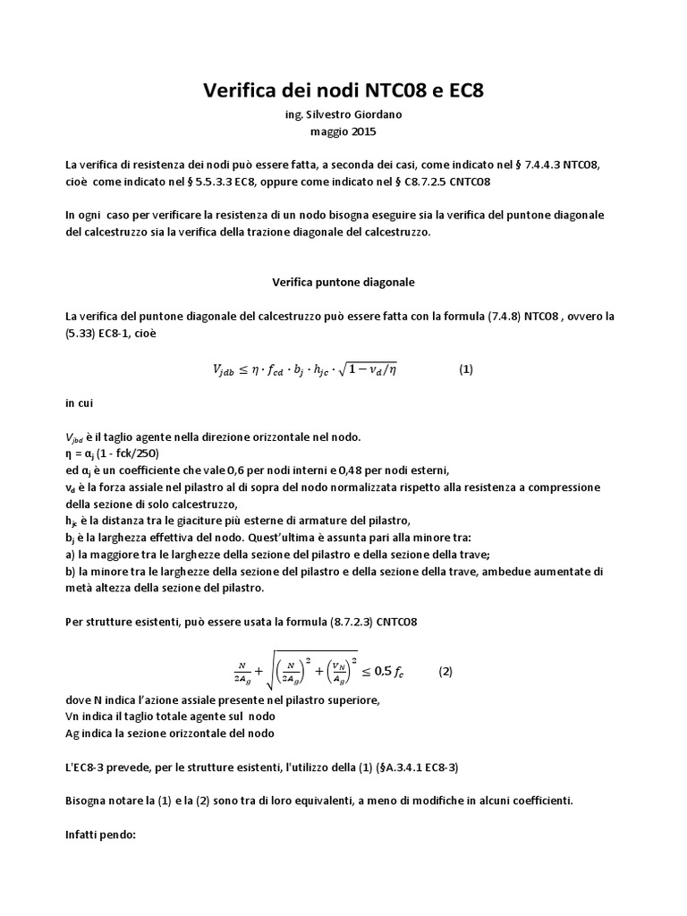 Verifica Nodi NTC08 | PDF