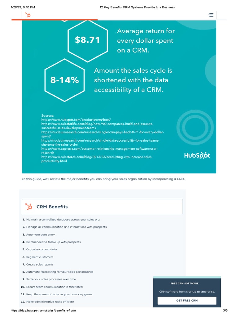 12 Benefits of CRM for Sales Teams | PDF | Customer Relationship ...