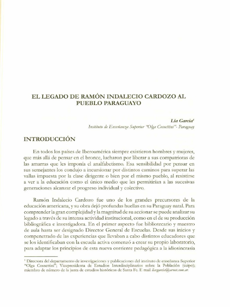Legado Educativo de Ramón Cardozo | PDF | Enseñando | Paraguay