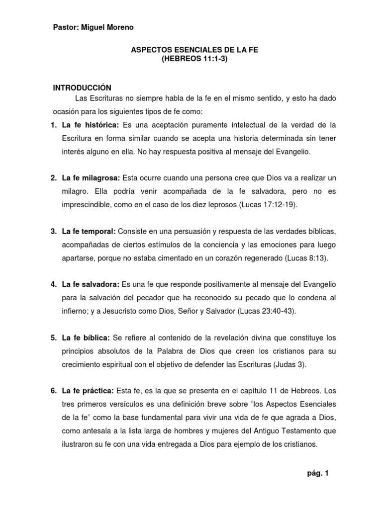 Aspectos Esenciales de La Fe | PDF | Fe | Biblia